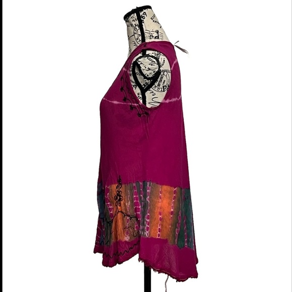 Ocean Breeze Knit One Size Tunic Top Women’s Pink Sheer O/s Beach Boho Hippie - Picture 3 of 11